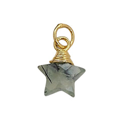 Elegant Prehnite Star Pendant Gold Wrapped Crystal Gemstone Charm for Handmade Jewelry Design