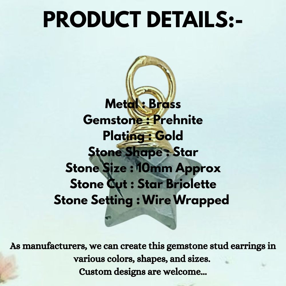 Elegant Prehnite Star Pendant Gold Wrapped Crystal Gemstone Charm for Handmade Jewelry Design