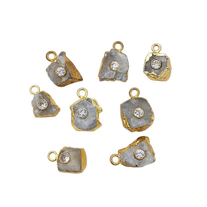 Elegant Raw Moonstone Birthstone Pendant Handmade Gold Electroplated Gemstone Necklace Charm- Selling Per Piece
