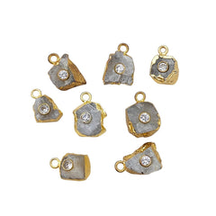 Elegant Raw Moonstone Birthstone Pendant Handmade Gold Electroplated Gemstone Necklace Charm- Selling Per Piece