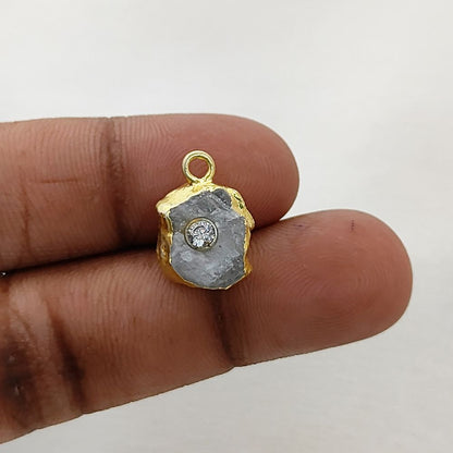 Elegant Raw Moonstone Birthstone Pendant Handmade Gold Electroplated Gemstone Necklace Charm- Selling Per Piece