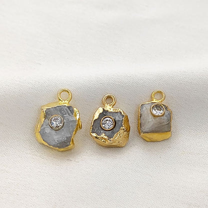 Elegant Raw Moonstone Birthstone Pendant Handmade Gold Electroplated Gemstone Necklace Charm- Selling Per Piece