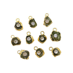 Elegant Raw Peridot Birthstone Pendant Handmade Gold Electroplated Gemstone Necklace Charm- Selling Per Piece