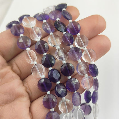 Elegant Shaded Amethyst Coin Shape Gemstone Beads