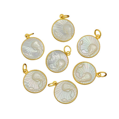 Virgo Zodiac Pendant – Gold Plated with White Pearl