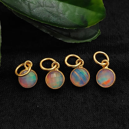 Small opal drop pendant with rainbow iridescent fire for custom jewelry designs