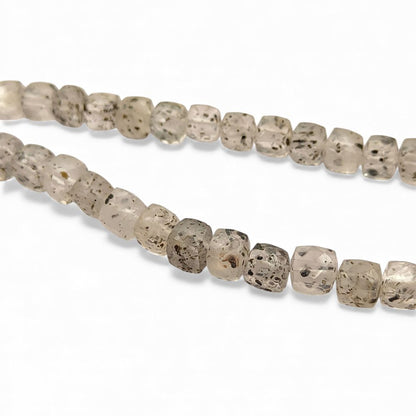 Faceted Black Dot Square Cube Beads Natural Spotted Gemstone Beads for Handmade Jewelry Making- Selling Per Strand