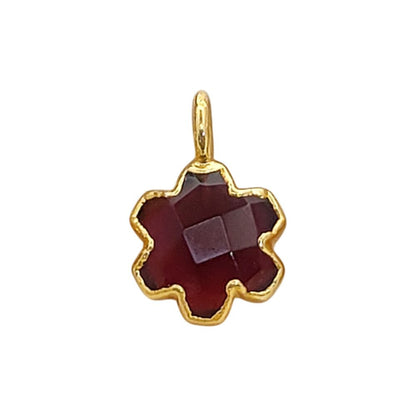 Faceted Garnet Quartz Star Pendant Gold Electroplated Quatrefoil Charm for DIY Necklace Bracelet Jewelry Making- Selling Per Piece