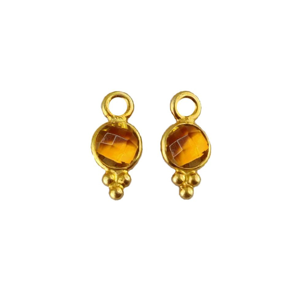 Gold Vermeil Multi-Gemstone Pendant Tiny 4mm DIY Jewelry Charm