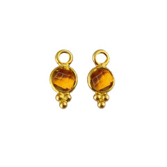 Faceted 4mm Citrine Necklace Charm Tiny Gold Vermeil Gemstone Pendant