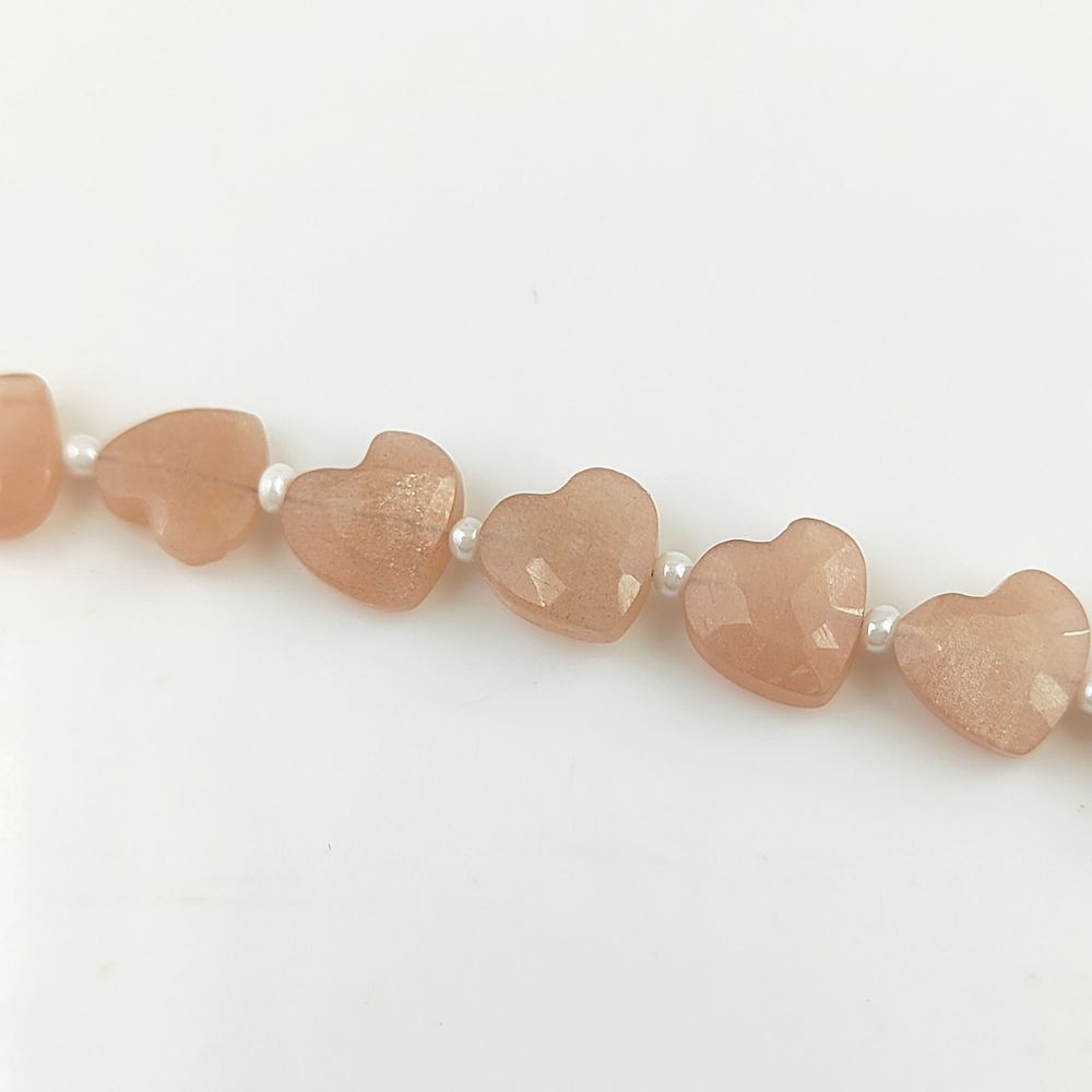 Faceted 8-9mm Peach Moonstone Faceted Heart Beads Perfect for Necklaces & Bracelets