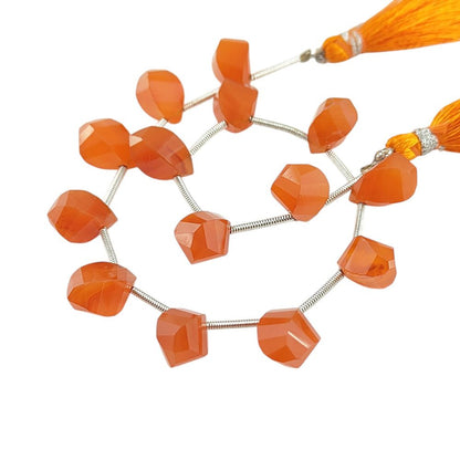 Faceted Carnelian Twisted Briolette Gemstone Beads – Vibrant Orange Beauty
