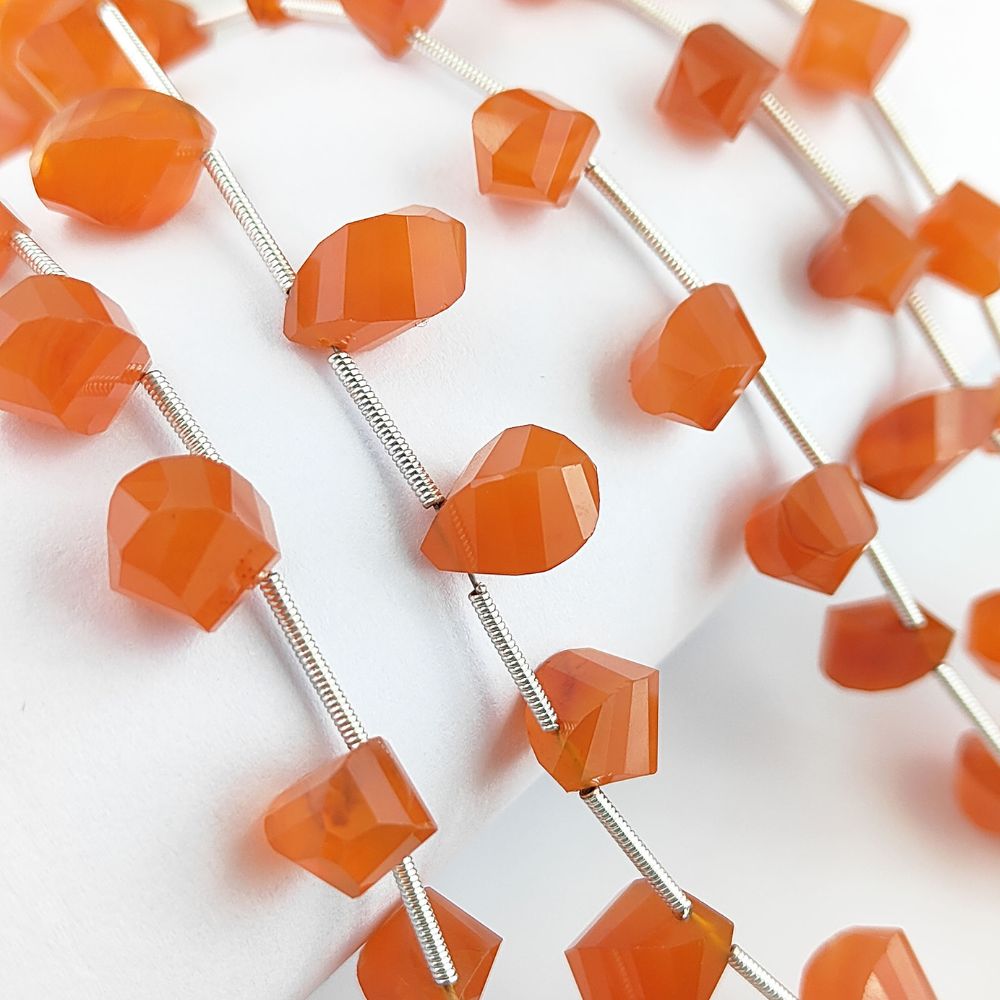 Genuine Carnelian Twisted Briolette Beads – High-Quality Faceted Gemstones