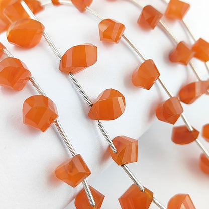 Genuine Carnelian Twisted Briolette Beads – High-Quality Faceted Gemstones