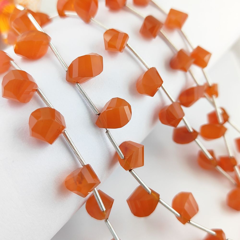Faceted Carnelian Twisted Briolette Gemstone Bead
