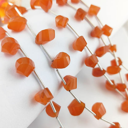 Faceted Carnelian Twisted Briolette Gemstone Bead