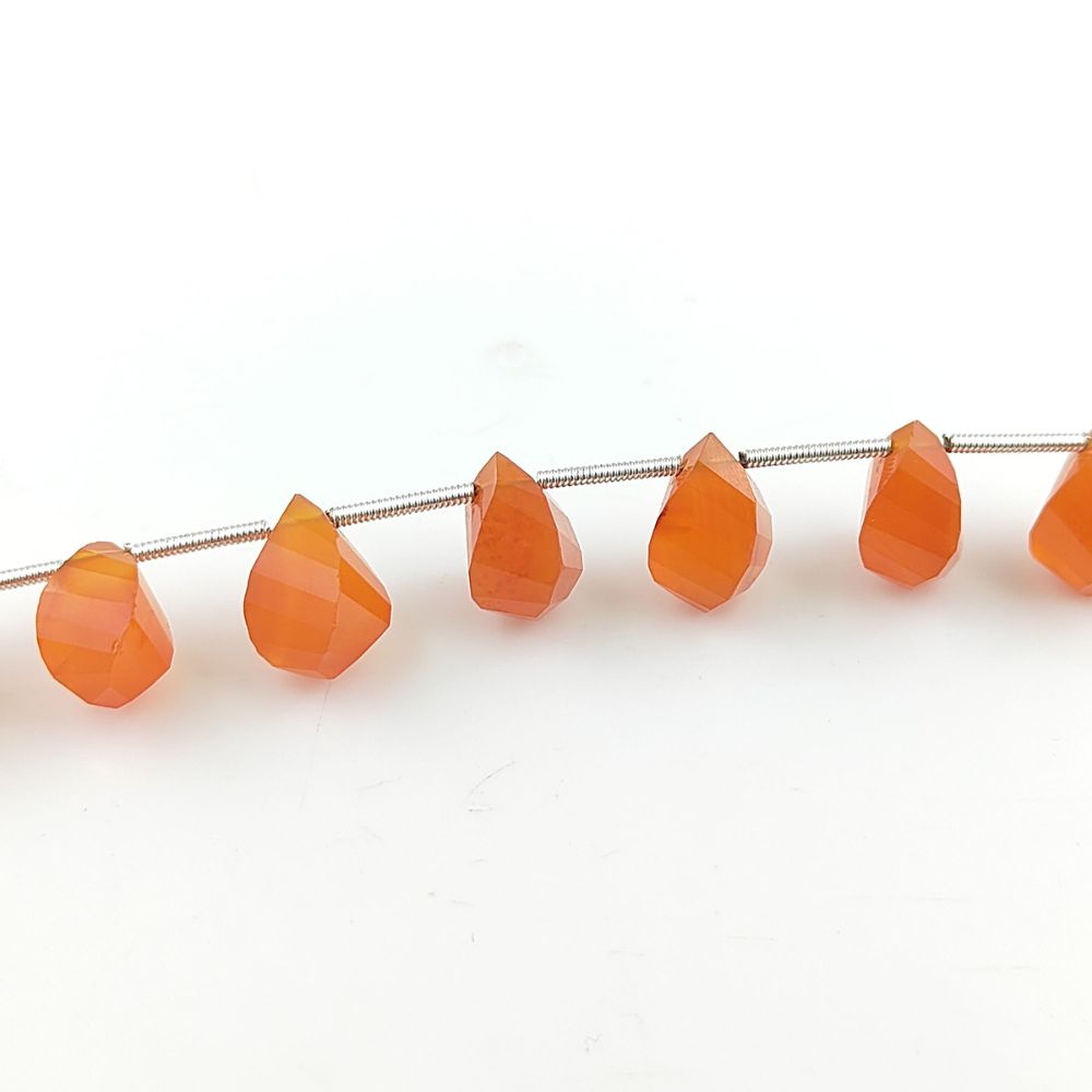 Natural Carnelian Briolette Beads – Twisted Faceted Cut for Jewelry Making