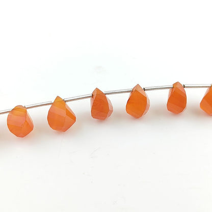Natural Carnelian Briolette Beads – Twisted Faceted Cut for Jewelry Making
