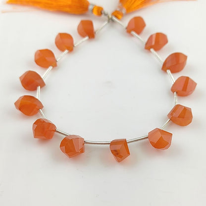 Faceted Carnelian Twisted Briolette Gemstone Bead