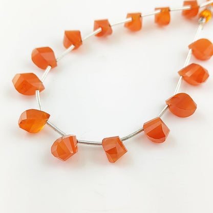 Faceted Carnelian Twisted Briolette Gemstone Bead