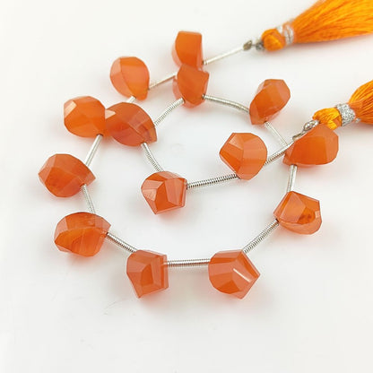 Faceted Carnelian Twisted Briolette Gemstone Bead