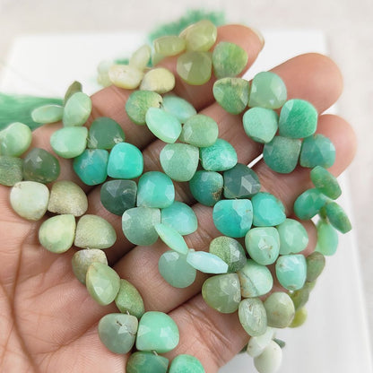 Natural Chrysoprase Beads – Vibrant Green Heart Beads for Jewelry Making