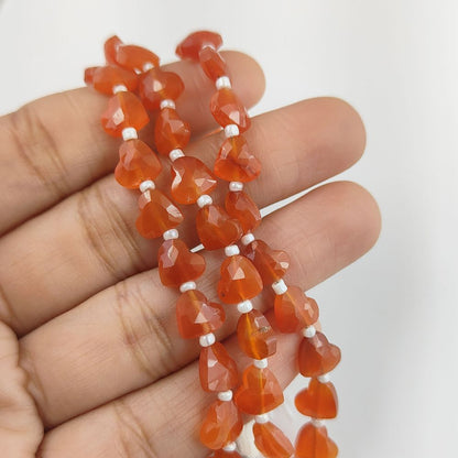 Faceted Orange Carnelian Heart Shaped Beads Beautiful 8-9mm Gemstones for Crafting