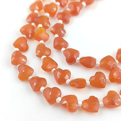 Faceted Orange Carnelian Heart Shaped Beads Beautiful 8-9mm Gemstones for Crafting