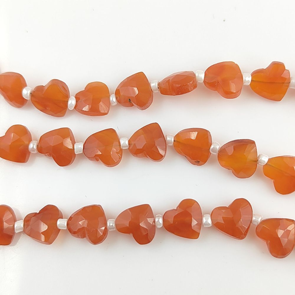 Faceted Orange Carnelian Heart Shaped Beads Beautiful 8-9mm Gemstones for Crafting