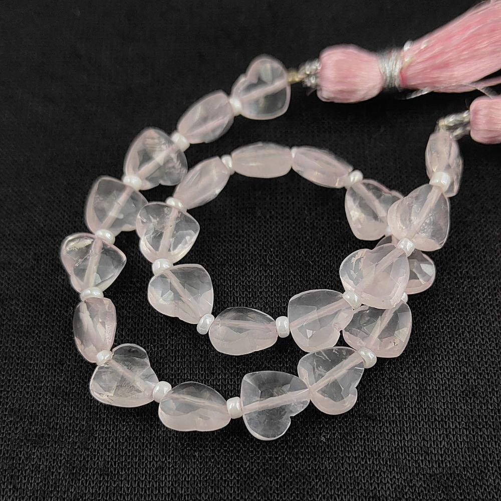 Faceted Rose Quartz Heart Beads