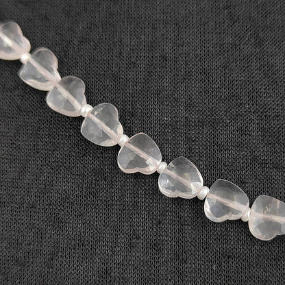 Faceted Rose Quartz Heart Shape Beads Beautiful 8-9mm Gemstones for Handmade Jewelry Crafting