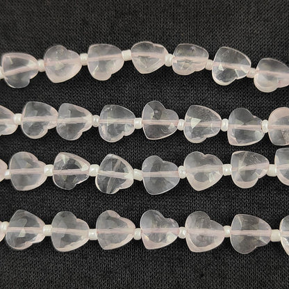 Faceted Rose Quartz Heart Shape Beads Beautiful 8-9mm Gemstones for Handmade Jewelry Crafting