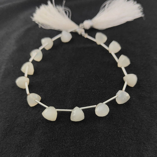 Faceted White Moonstone Beads – Trillion Shape Natural Gemstones