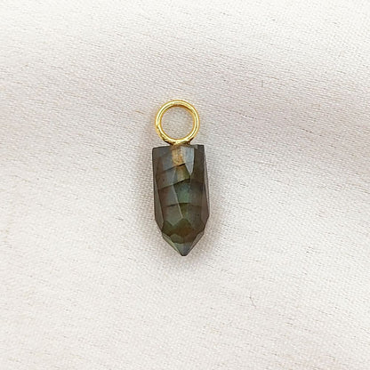 Flashy Blue Labradorite Pendant 14x6mm Natural Pencil Point Gemstone Spike in Gold Plated Sterling Silver, Handmade Dainty Crystal Jewelry- Selling Per Piece