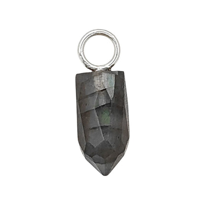 Flashy Blue Labradorite Pendant 14x6mm Natural Pencil Point Gemstone Spike in Gold Plated Sterling Silver, Handmade Dainty Crystal Jewelry- Selling Per Piece