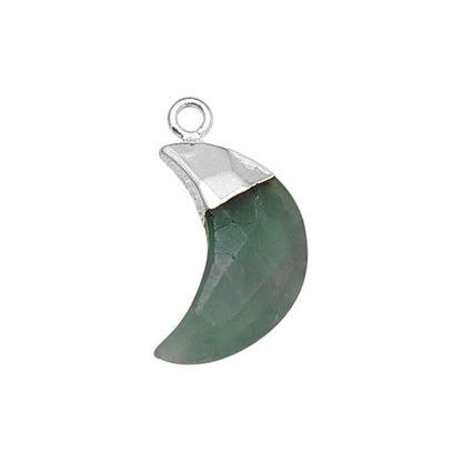 Fluorite Crescent Pendant Gold/Silver Capped Half Moon Gemstone Charm for DIY Jewelry & Craft Making