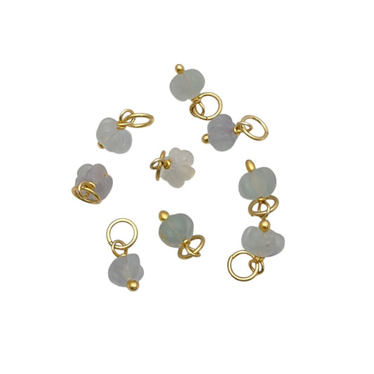 Fluorite Pumpkin Charm Pendant Hand-Carved Gemstone Bead for DIY Jewelry Making- Selling Per Piece