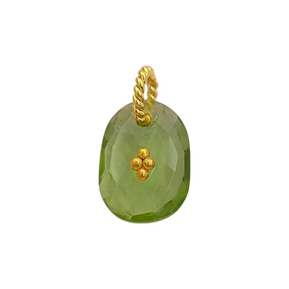 Freeform Green Amethyst Pendant Charm Prasiolite Gemstone Jewelry Supply Boho Twisted Ring Bail Gold/Silver Necklace Component Gift