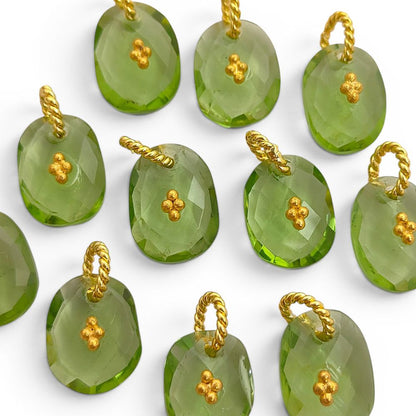 Freeform Green Amethyst Pendant Charm Prasiolite Gemstone Jewelry Supply Boho Twisted Ring Bail Gold/Silver Necklace Component Gift