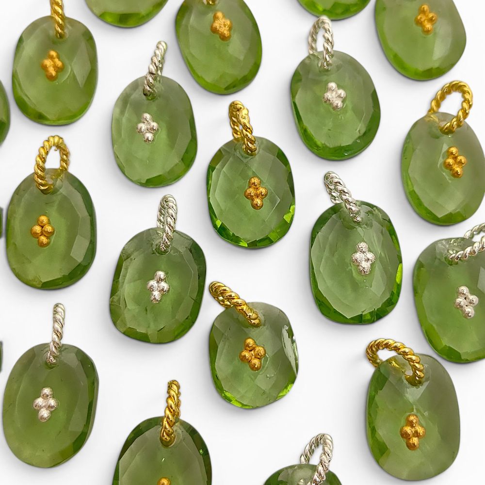 Freeform Green Amethyst Pendant Charm Prasiolite Gemstone Jewelry Supply Boho Twisted Ring Bail Gold/Silver Necklace Component Gift