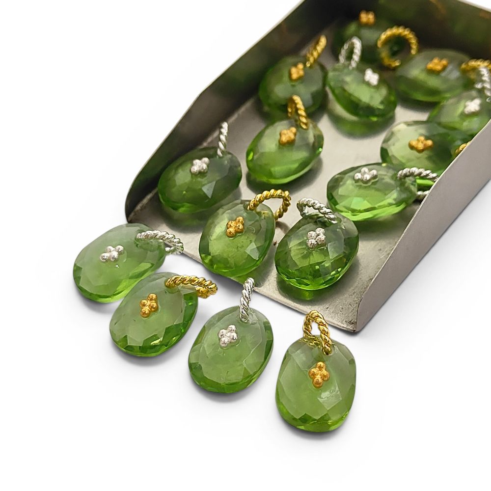 Freeform Green Amethyst Pendant Charm Prasiolite Gemstone Jewelry Supply Boho Twisted Ring Bail Gold/Silver Necklace Component Gift