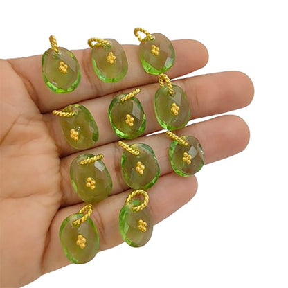 Freeform Green Amethyst Pendant Charm Prasiolite Gemstone Jewelry Supply Boho Twisted Ring Bail Gold/Silver Necklace Component Gift