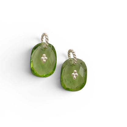 Freeform Green Amethyst Pendant Charm Prasiolite Gemstone Jewelry Supply Boho Twisted Ring Bail Gold/Silver Necklace Component Gift