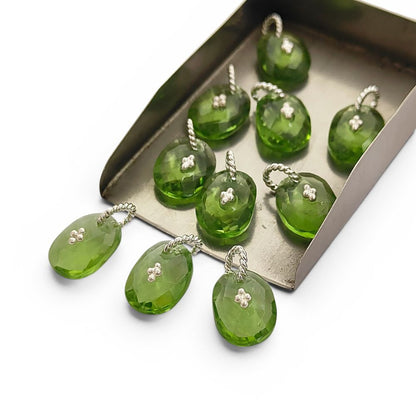 Freeform Green Amethyst Pendant Charm Prasiolite Gemstone Jewelry Supply Boho Twisted Ring Bail Gold/Silver Necklace Component Gift