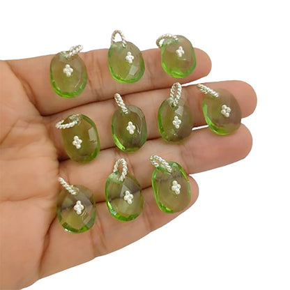 Freeform Green Amethyst Pendant Charm Prasiolite Gemstone Jewelry Supply Boho Twisted Ring Bail Gold/Silver Necklace Component Gift