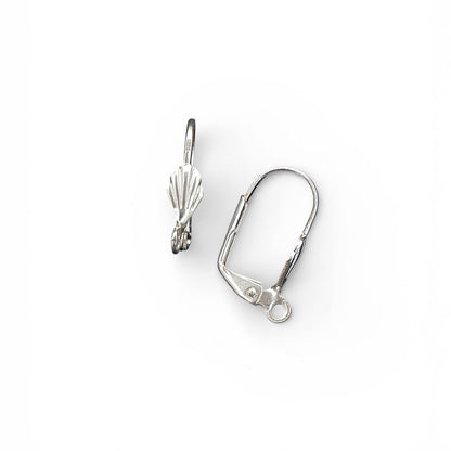 French Lever Back Shell Hook Earring Ear Wire with Open Loop, Jewelry Making Findings- Selling Per Pair