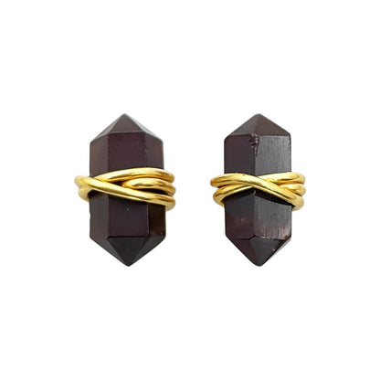 Garnet Healing Stone Stud Earrings January Birthstone Jewelry in Gold Vermeil Dainty Crystal Earrings- Selling Per Pair