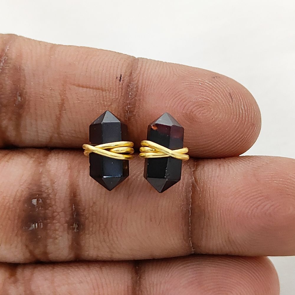 Garnet Healing Stone Stud Earrings January Birthstone Jewelry in Gold Vermeil Dainty Crystal Earrings- Selling Per Pair