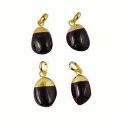 Beautiful Red Garnet Gemstone Tumble Pendant Necklace January Birthstone Gold Electroplated Minimalist Jewelry- Selling Per Piece