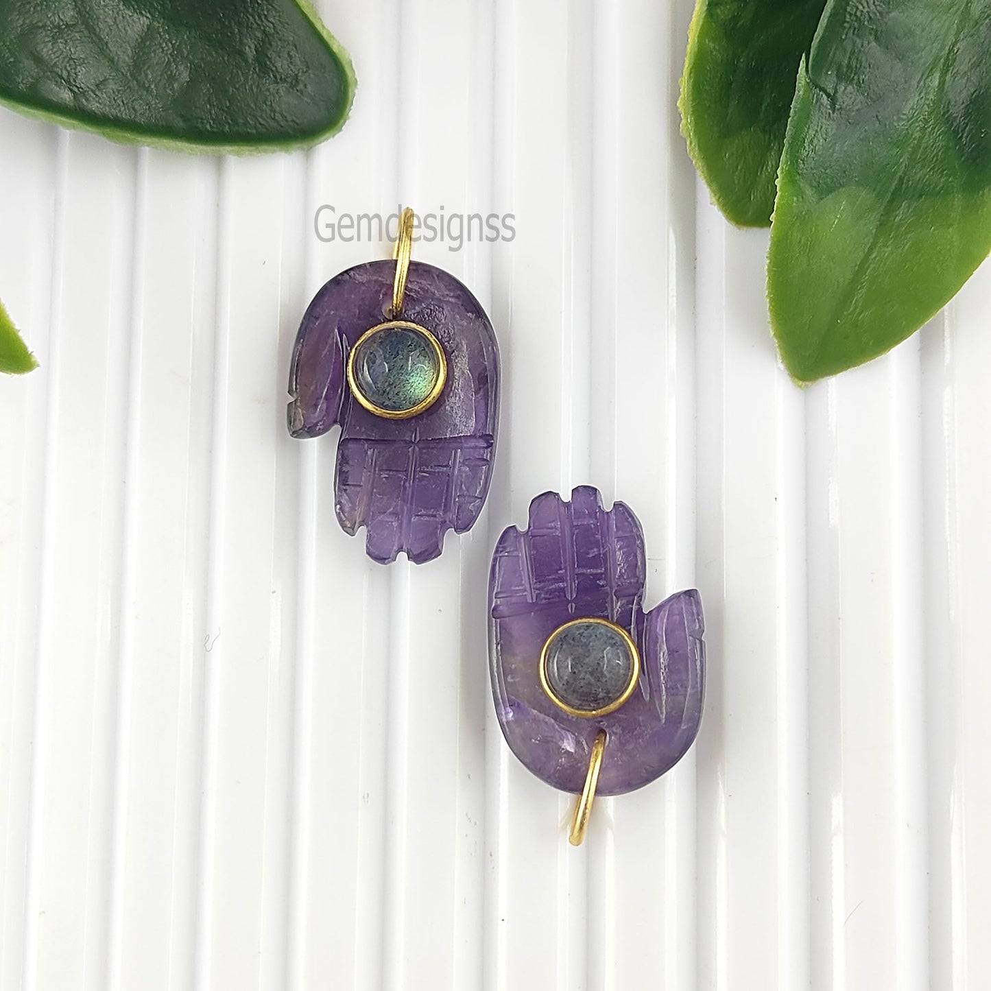 Gold Vermeil Hamsa Hand Pendant with Healing Gemstone Spiritual Jewelry Gift For Her- Selling Per Piece